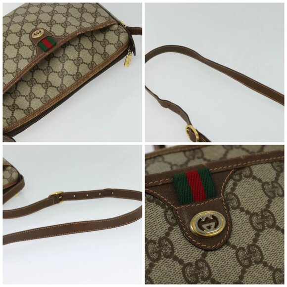 GUCCI GG Supreme Web Sherry Line Bag PVC Beige Gold 89 02 077 Auth 128012 - Picture 16 of 16